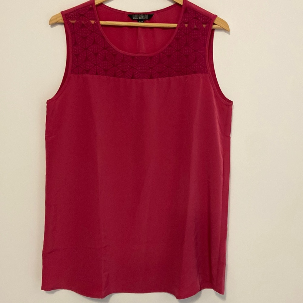 Womens Top Nicole Miller Original Sleeveless Medium Fushia Soft Shoulder Design